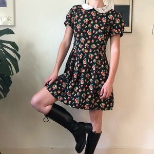Apple Blossom Print Dress w/ Peter Pan Collar